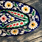 Селёдочница Риштанская Керамика "Цветы", 24 см, синяя, микс - фото 4585102