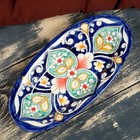Селёдочница Риштанская Керамика "Цветы", 24 см, синяя, микс - фото 4585104