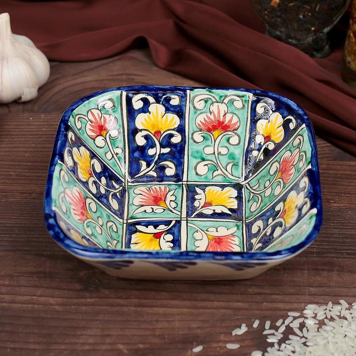 Салатница Риштанская Керамика «Цветы», 14×4.5 см, МИКС - Фото 1