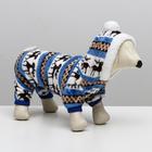 Комбинезон «Олени» с капюшоном, размер XL (ДС 40 см, ОГ 50 см, ОШ 40 см), голубой - Фото 2