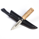 Нож нескладной якутский "Быхычча №5", дамасская сталь, рукоять-береза - Фото 1
