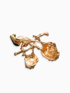 Брошь «Жёлуди», бело-зелёная в чернёном золоте - Фото 2