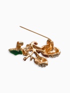 Брошь «Жёлуди», бело-зелёная в чернёном золоте - Фото 3