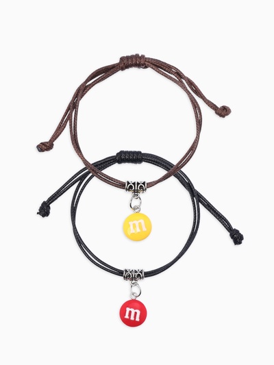 Браслеты парные «Неразлучники» две буквы, цветные, d=5.5 см