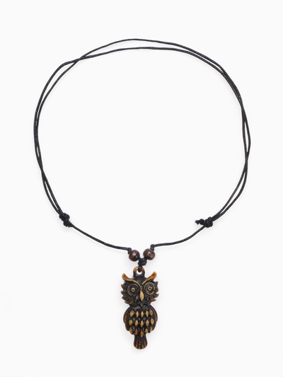 Кулон на шнурке «Филин», коричнево-чёрный на чёрном шнурке, 80 см