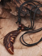 Кулон мужской «Индеец», цвет коричнево-чёрный на чёрном шнурке, 40-80 см регулируется 2760741