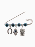 Булавка-оберег «Сова от сглаза», 6 см, цвет синий в серебре - Фото 1