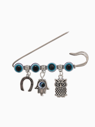 Булавка-оберег «Сова от сглаза», 6 см, цвет синий в серебре