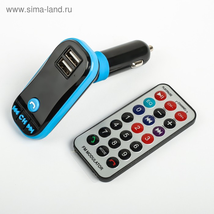FM - трансмиттер, 12 В, 2 USB/MicroSD/AUX/MP3/WMA/Bluetooth, МИКС - Фото 1