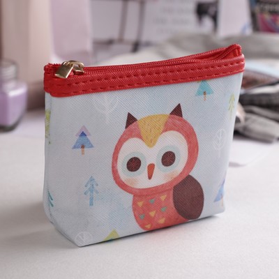 Кошелёк детский на молнии "Совёнок", 1 отдел, цвет красный