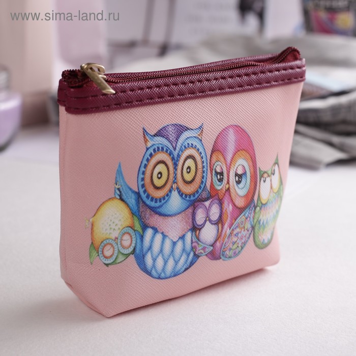 Кошелёк детский на молнии "Совёнок", 1 отдел, цвет розовый - Фото 1