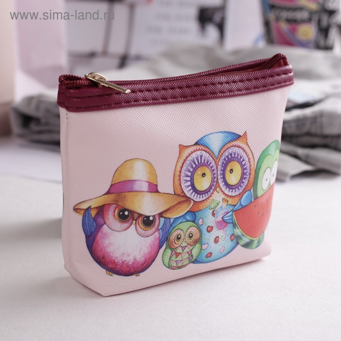 Кошелёк детский на молнии "Совёнок", 1 отдел, цвет розовый - Фото 1