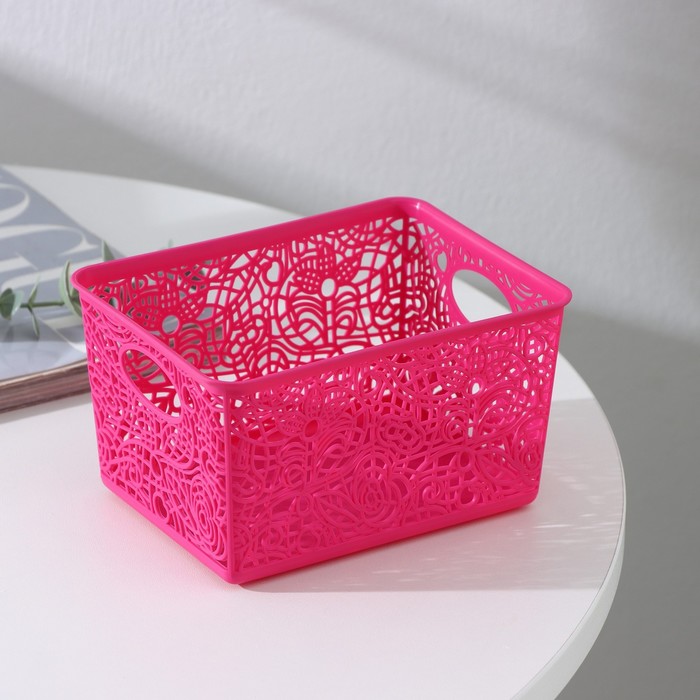 Корзинка пластиковая для хранения «Кружевные цветы», 14×10×8 см, цвет МИКС - Фото 1