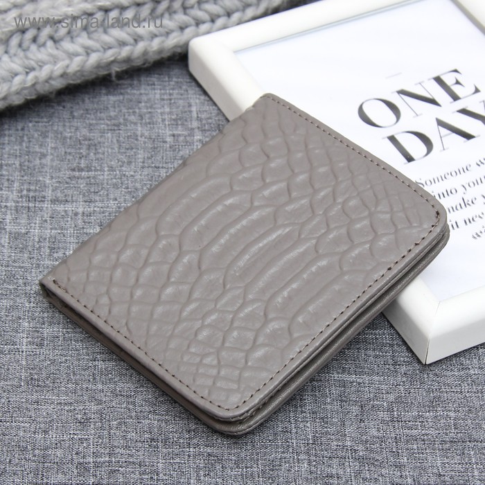 Кошелёк женский складной, 1 отдел, для карт, монет, цвет серый - Фото 1