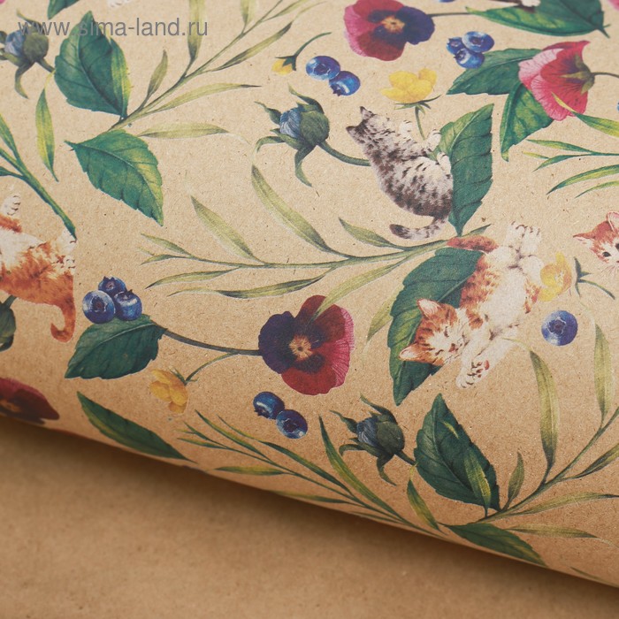 Бумага упаковочная крафтовая «Котята», 50 × 70 см - Фото 1