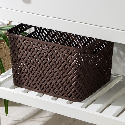 Корзина для хранения «Плетёнка», 34.5×30×22.5 см, коричневая