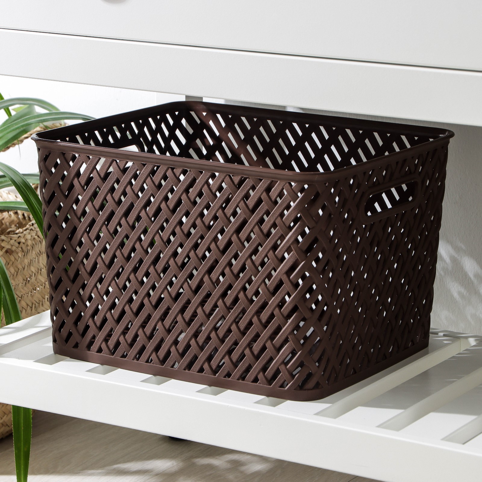 Корзина б/крышки 35х29х22,5см «Плетенка» прямоуг, цвет коричневый 3019394 Корзина б/крышки 35х29х22,5см «Плетенка» прямоуг, цвет коричневый 3019394