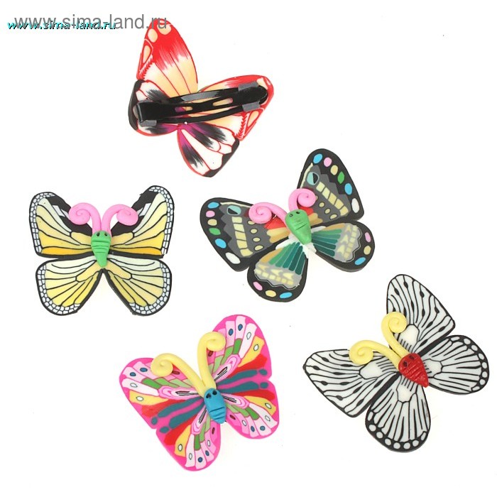 невидимка для волос "Солнышко" бабочка (набор 5 шт) - Фото 1