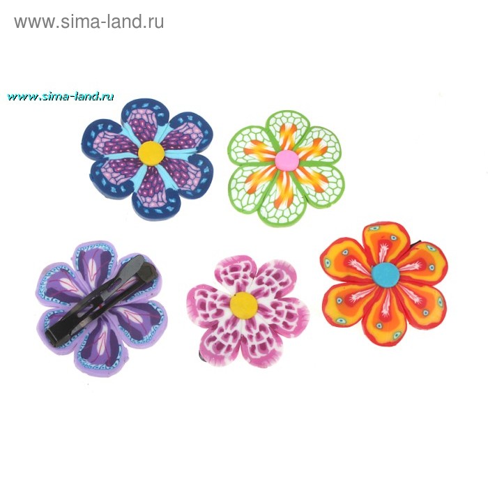 невидимка для волос "Солнышко" цветок (набор 5 шт) - Фото 1