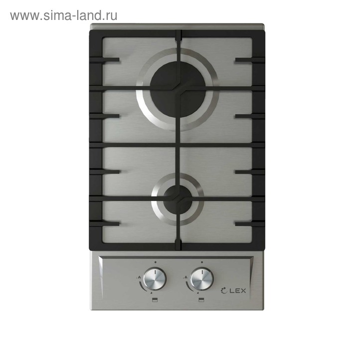 Варочная поверхность Lex GVS 321 IX, газовая, 2 конфорки, газ-контроль, серебристая - Фото 1
