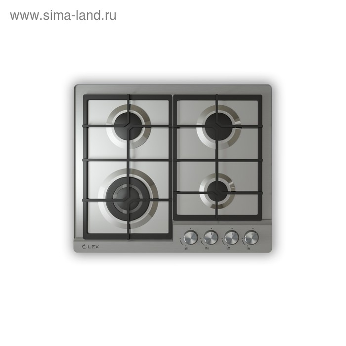 Варочная поверхность Lex GVS 640 IX, газовая, 4 конфорки, серебристая - Фото 1