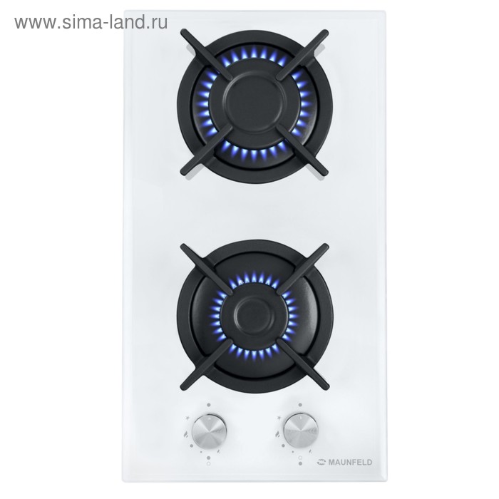 Варочная поверхность Maunfeld EGHG.32.1CW/G, газовая, 2 конфорки, белое стекло - Фото 1