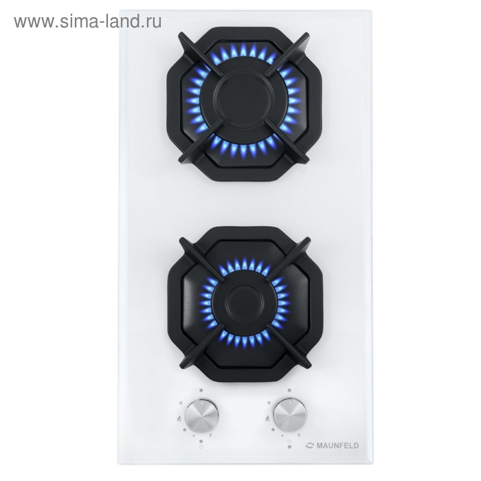 Варочная поверхность Maunfeld EGHG.32.2CW/G, газовая, 2 конфорки, белая, стекло - Фото 1