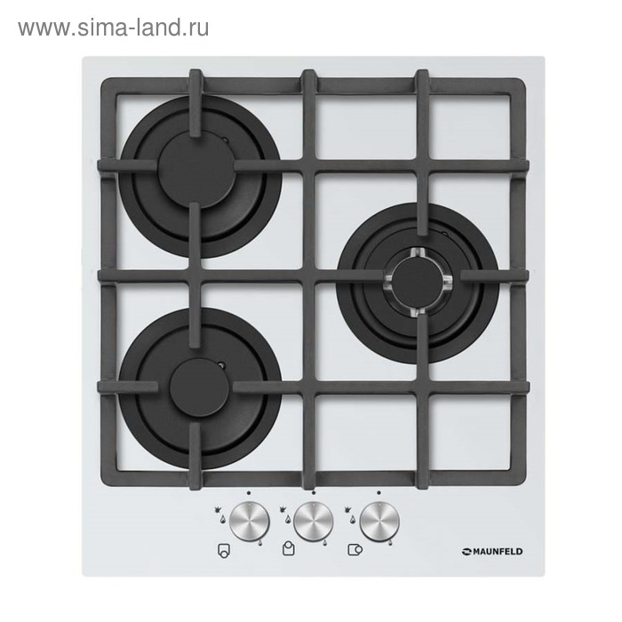 Варочная поверхность Maunfeld MGHG.43.12W, газовая, 3 конфорки, белое стекло - Фото 1
