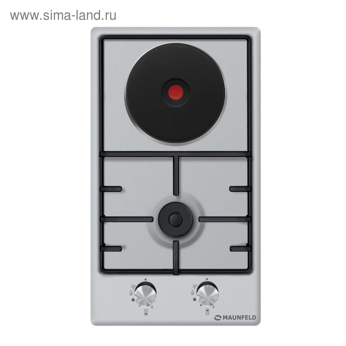 Варочная поверхность Maunfeld EEHS.32.3ES.KG, комбинированная, 2 конфорки, серебристая - Фото 1