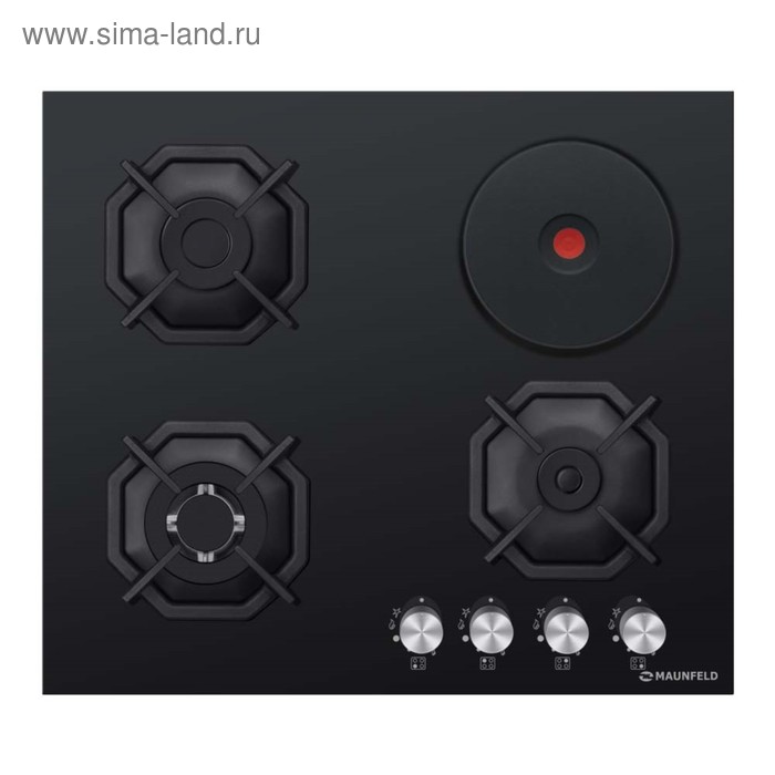 Варочная поверхность Maunfeld EEHG.64.13CB.KG, комбинированная, 4 конфорки, чёрная - Фото 1