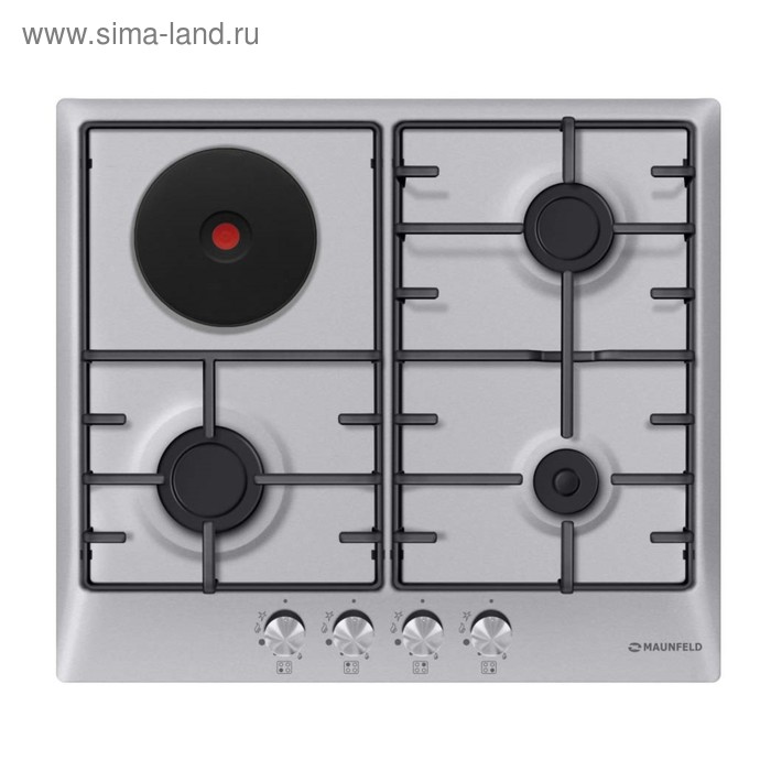 Варочная поверхность Maunfeld EEHS.64.3CS/KG, комбинированная, 4 конфорки, серебристый - Фото 1