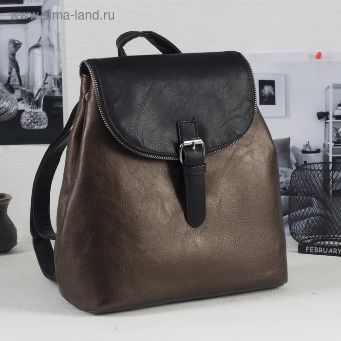 Рюкзак молодёжный, отдел на молнии, с расширением, наружный карман, цвет кофе - Фото 1