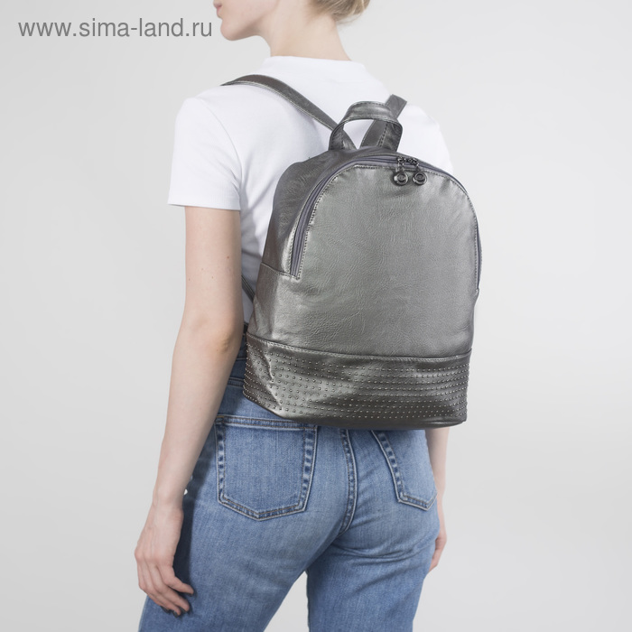 Рюкзак молодёжный, отдел на молнии, наружный карман, цвет серебо - Фото 1