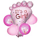 Букет из шаров "Рождение девочки", пяточка, фольга, набор из 5 шт. - фото 321258738