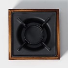 Подставка для подогрева блюд, 20×20×8 см, с деревянной подставкой - фото 8363626