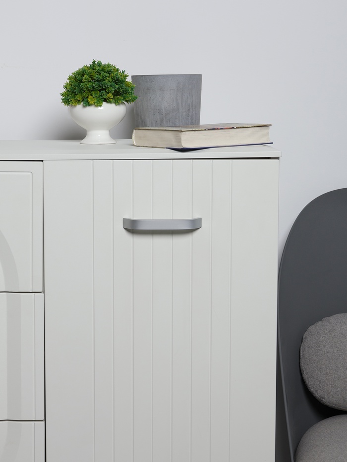 Ручка-скоба мебельная ТУНДРА РС109, м/о 128 мм, цвет матовый хром - Фото 1