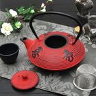 Чайник с ситом 800 мл "Китайская мудрость", цвет красный - Фото 2