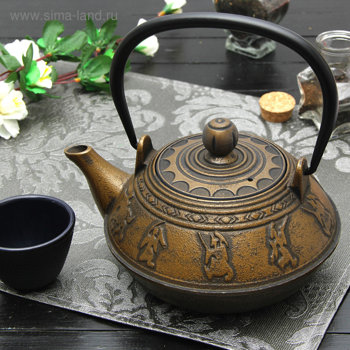 Чайник «Виктори. Золото», 600 мл, с ситом, цвет чёрный - Фото 1