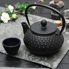 Чайник с ситом 600 мл "Монке" с эмалированным покрытием, цвет черный - Фото 1