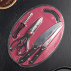 Набор кухонных принадлежностей, 5 предметов: ножи 14 см, 15 см, ножницы, овощечистка, доска, цвет МИКС - Фото 3