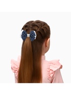 Бант для волос на резинке «Школьница», штрихи, 6.5 см, сине-белый - Фото 2