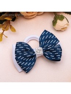 Бант для волос на резинке «Школьница», штрихи, 6.5 см, сине-белый - Фото 3