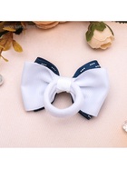 Бант для волос на резинке «Школьница», штрихи, 6.5 см, сине-белый - Фото 4