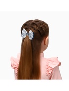 Бант для волос на резинке «Школьница», штрихи, 6 см, бело-синий - Фото 2