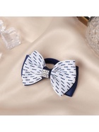 Бант для волос на резинке «Школьница», штрихи, 6 см, бело-синий - Фото 3