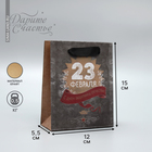 Пакет подарочный крафтовый вертикальный, упаковка, «С днём защитника отечества!», 12 х 15 х 5.5 см - фото 318040242
