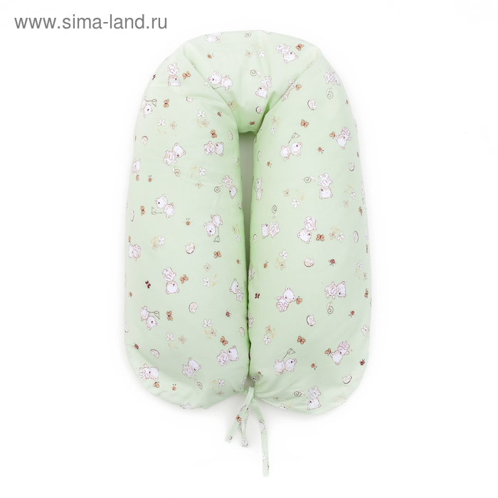 Подушка для беременных, 30х190 см, бязь, на молнии, пенополистерол, сумка, Мишка, бежевый - Фото 1