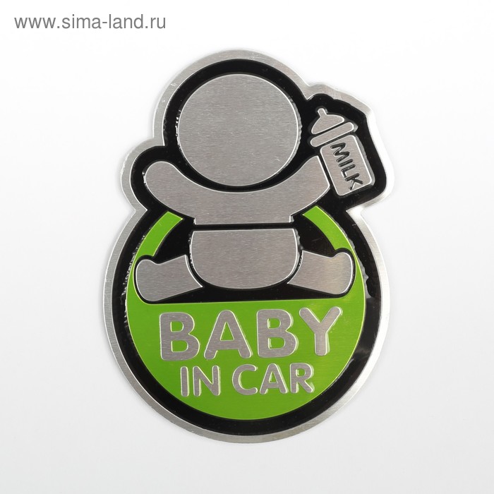 Наклейка декоративная на автомобиль "Baby in car", зелёный - Фото 1