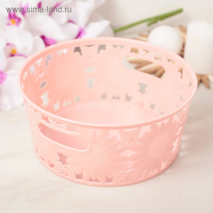 Корзинка пластиковая для хранения «Подсолнухи», цвет МИКС - Фото 1