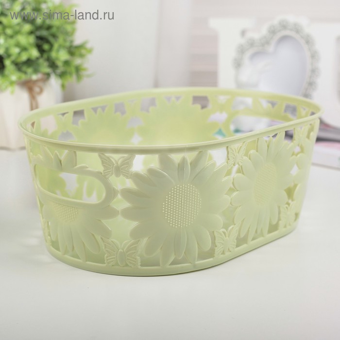 Корзинка пластиковая для хранения «Подсолнухи», цвет МИКС - Фото 1